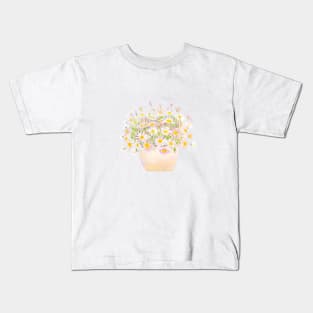 white and pink daisies in pot watercolor Kids T-Shirt